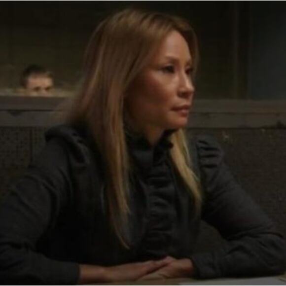 Isabel Marant Etoile Dules Ruffled Shirt Twill Mockneck Cotton Plaid Gray 12 - Picture 3 of 9